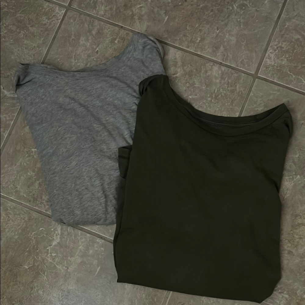 Gray and Green Aerie Basic T-Shirts